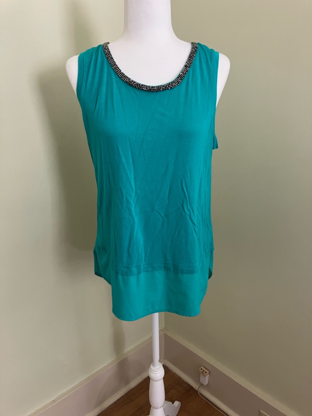 Apt 9 Teal Flowy Tank w/ Beaded Neckline